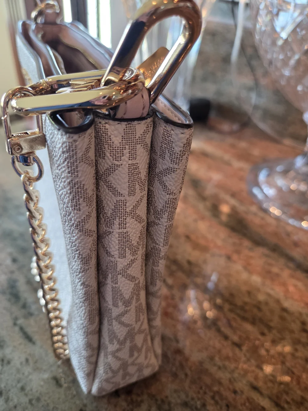 Michael Kors Signature Crossbody Bag in Cream And Beige - Picture 5 of 10